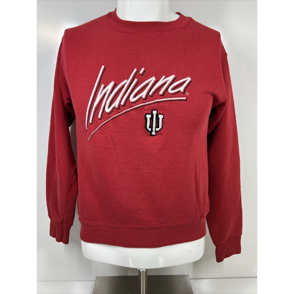 Vintage 90's Midwest Embroidery Indiana University IU Red Sweatshirt Unisex SZ M